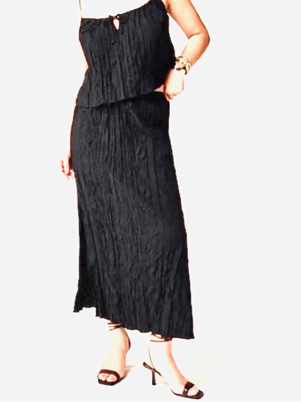 J. CREW, Mid Length Crinkle Side Slit Drawstring  Skirt, Linen Blend, Sz. S, NWT